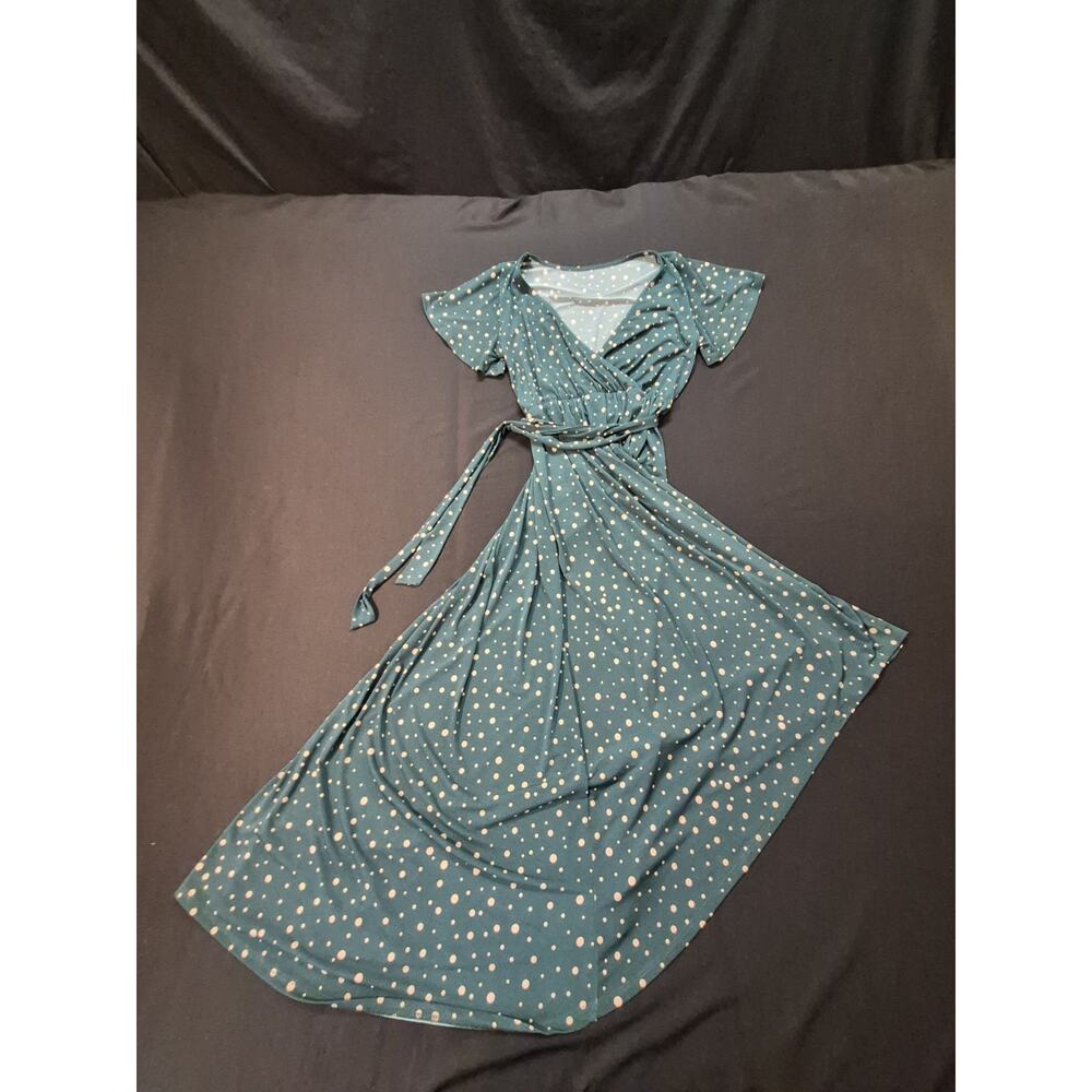 Womens 90s Vintage Wrap Dress XS Green